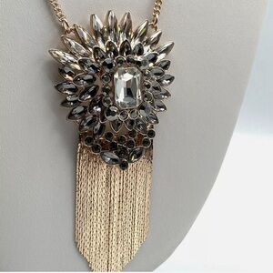 Express Statement Piece Fringe Rosegold Necklace Vintage Rare